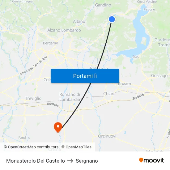 Monasterolo Del Castello to Sergnano map