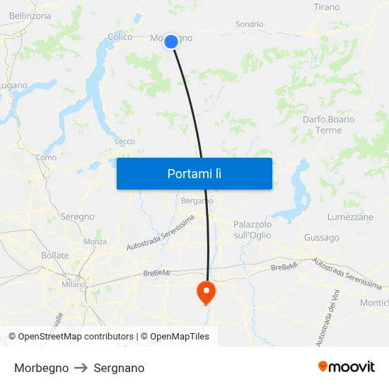 Morbegno to Sergnano map