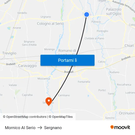 Mornico Al Serio to Sergnano map