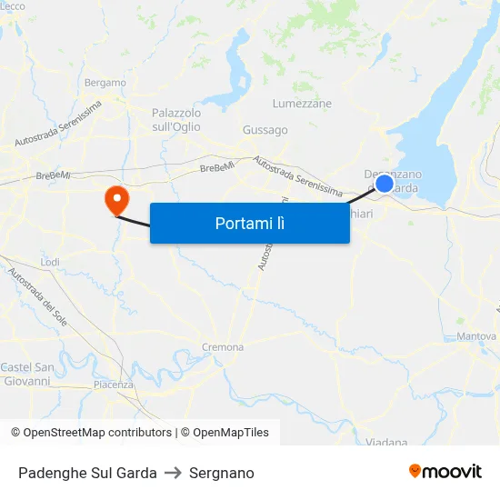 Padenghe Sul Garda to Sergnano map