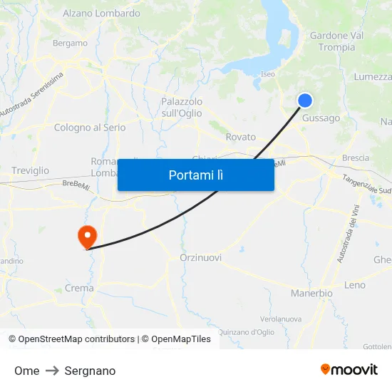 Ome to Sergnano map