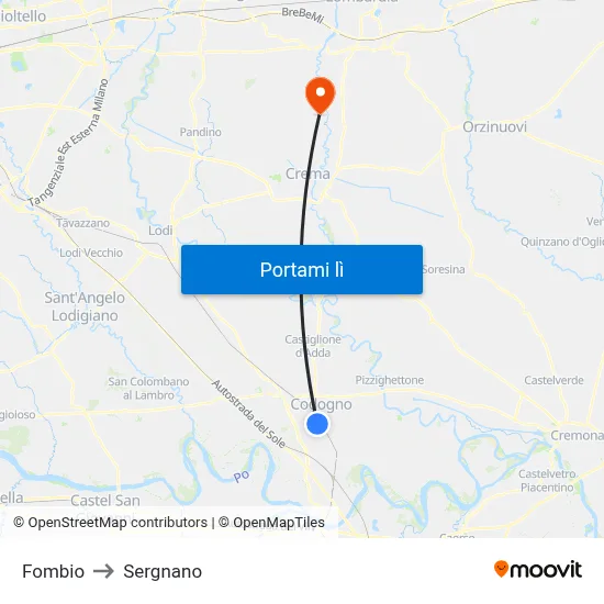 Fombio to Sergnano map