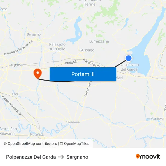 Polpenazze Del Garda to Sergnano map