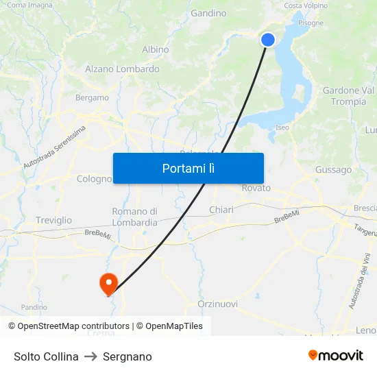 Solto Collina to Sergnano map