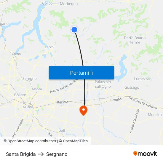 Santa Brigida to Sergnano map