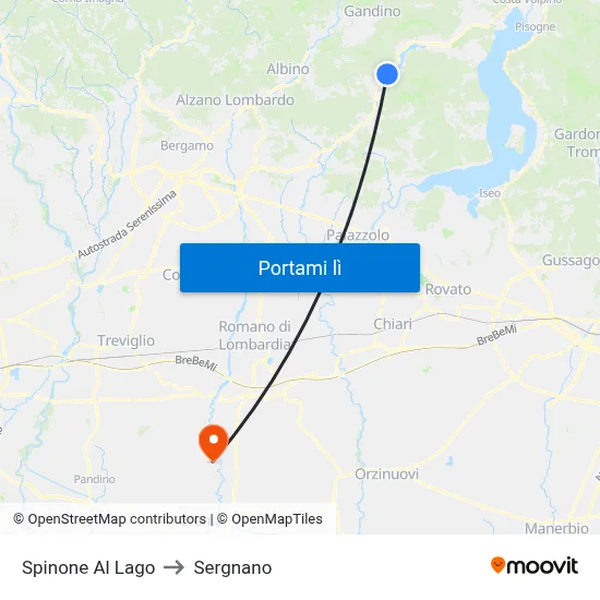Spinone Al Lago to Sergnano map