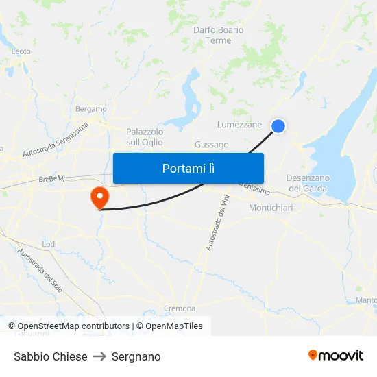 Sabbio Chiese to Sergnano map