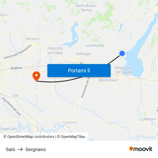 Salò to Sergnano map