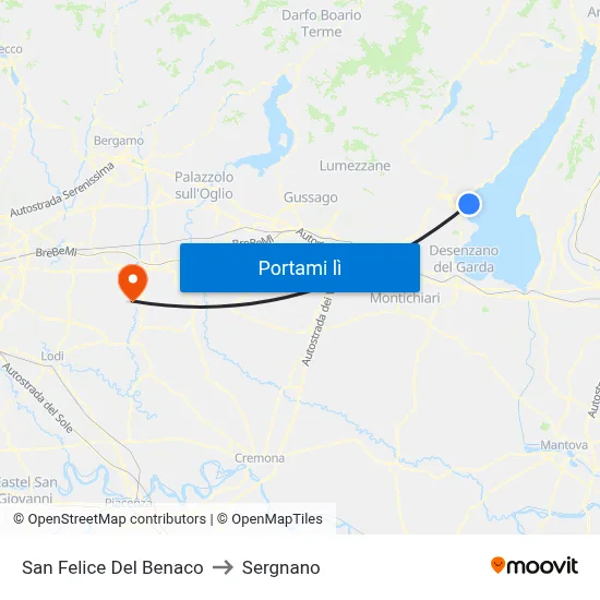 San Felice Del Benaco to Sergnano map