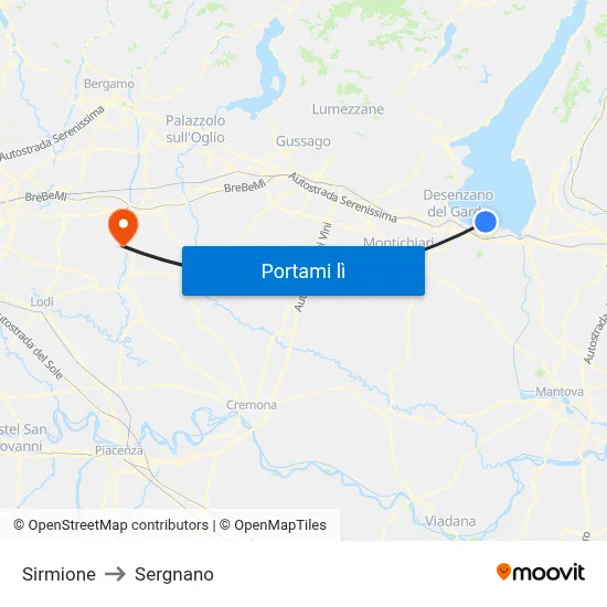 Sirmione to Sergnano map