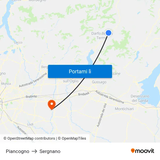 Piancogno to Sergnano map