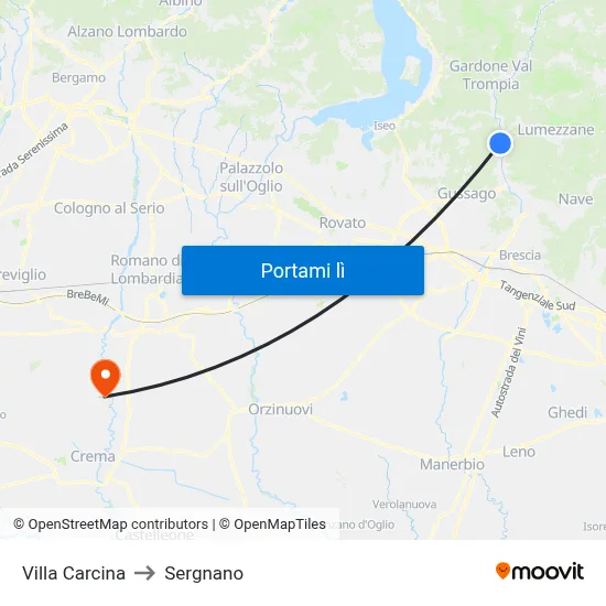 Villa Carcina to Sergnano map