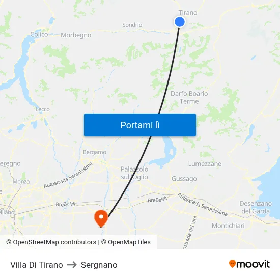Villa Di Tirano to Sergnano map