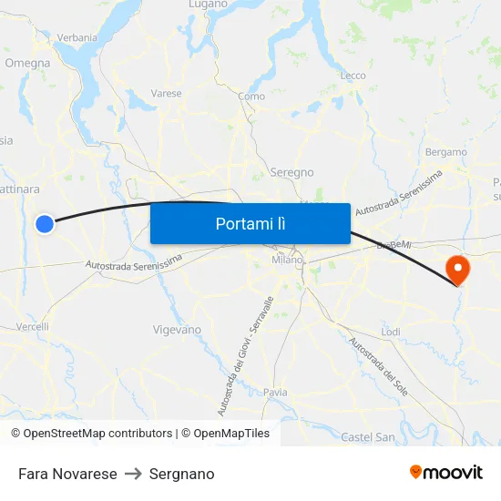 Fara Novarese to Sergnano map