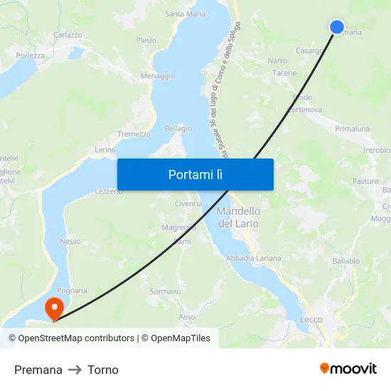 Premana to Torno map