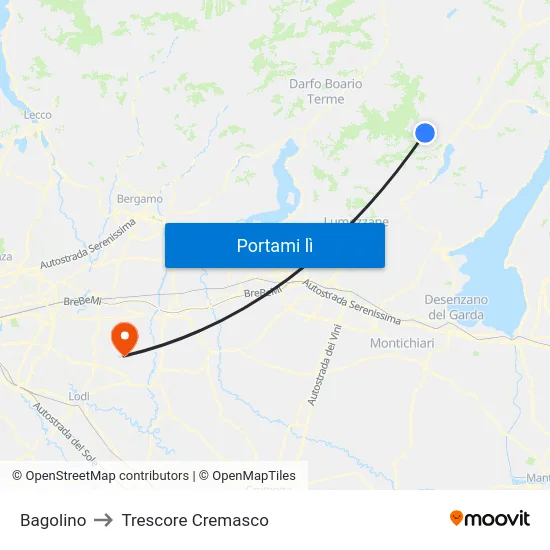Bagolino to Trescore Cremasco map