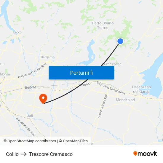 Collio to Trescore Cremasco map