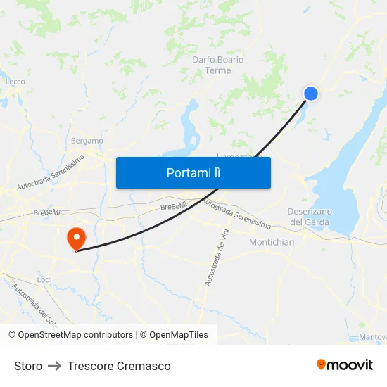 Storo to Trescore Cremasco map