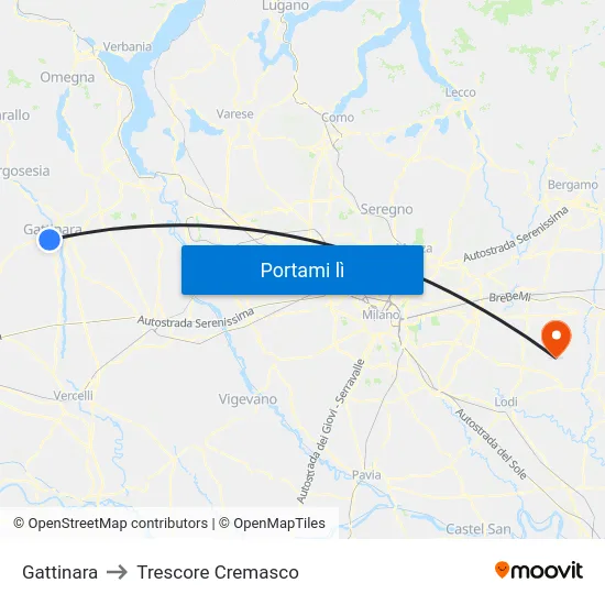 Gattinara to Trescore Cremasco map
