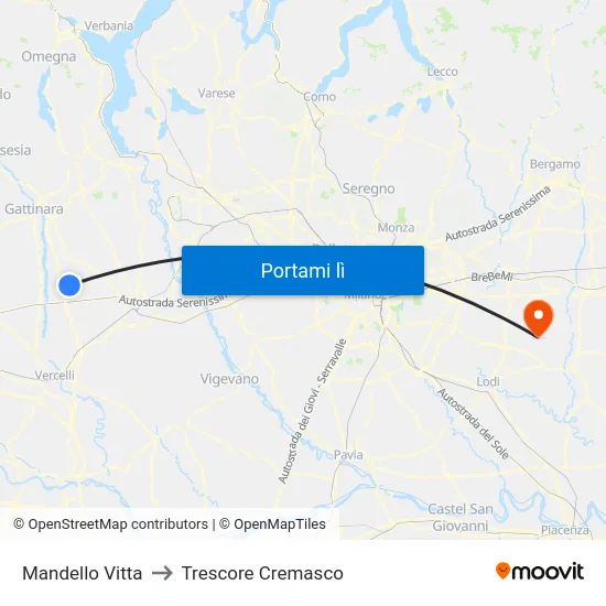 Mandello Vitta to Trescore Cremasco map