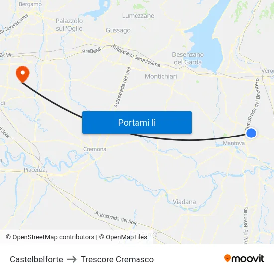 Castelbelforte to Trescore Cremasco map