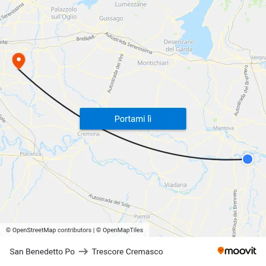 San Benedetto Po to Trescore Cremasco map