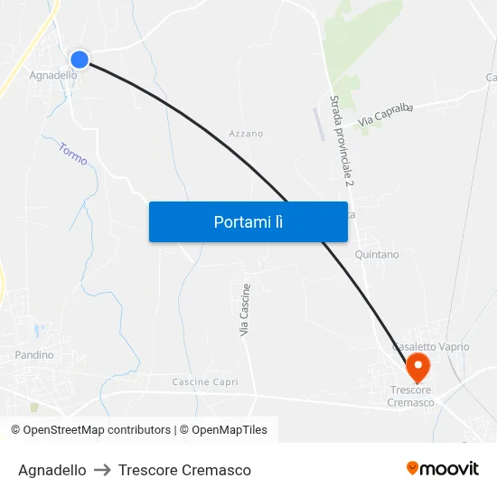 Agnadello to Trescore Cremasco map