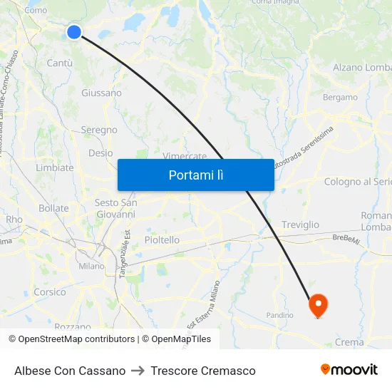 Albese Con Cassano to Trescore Cremasco map