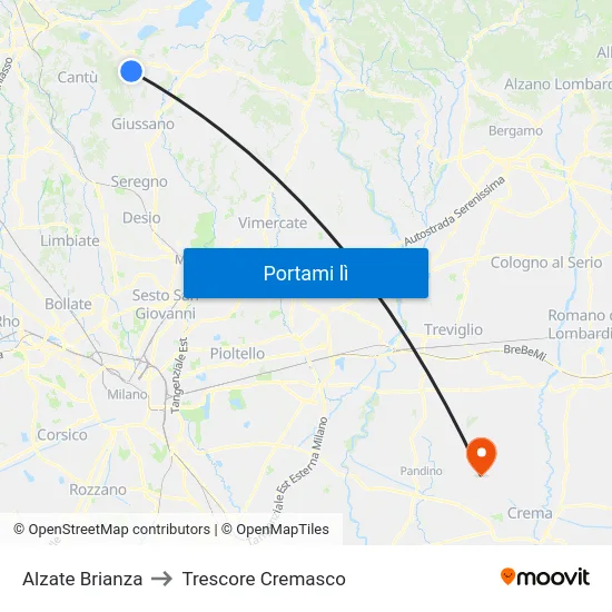 Alzate Brianza to Trescore Cremasco map
