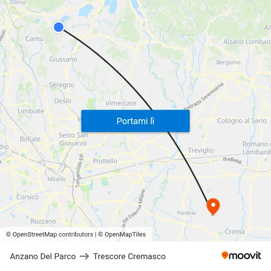 Anzano Del Parco to Trescore Cremasco map