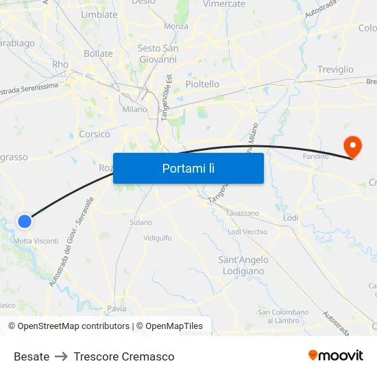 Besate to Trescore Cremasco map