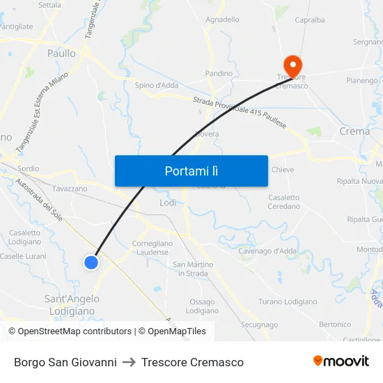 Borgo San Giovanni to Trescore Cremasco map