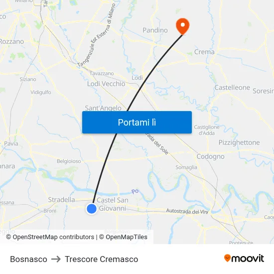 Bosnasco to Trescore Cremasco map
