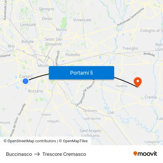 Buccinasco to Trescore Cremasco map