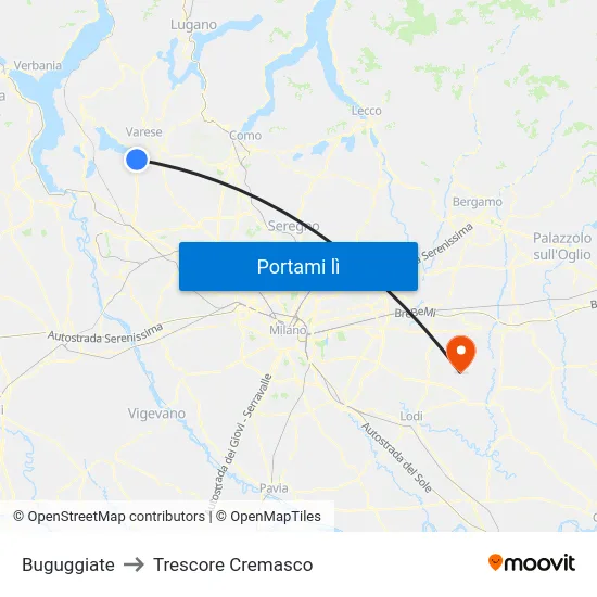 Buguggiate to Trescore Cremasco map
