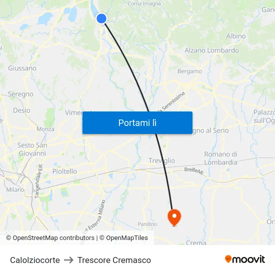 Calolziocorte to Trescore Cremasco map