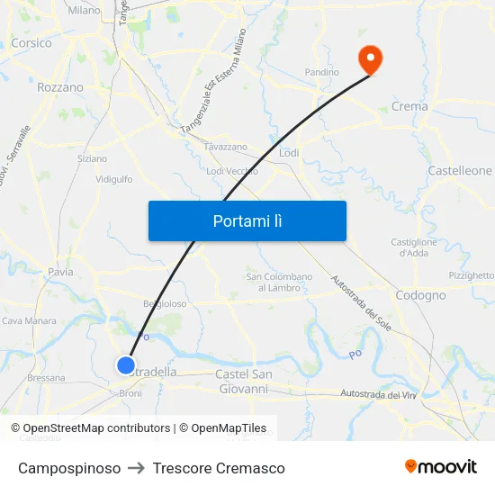 Campospinoso to Trescore Cremasco map