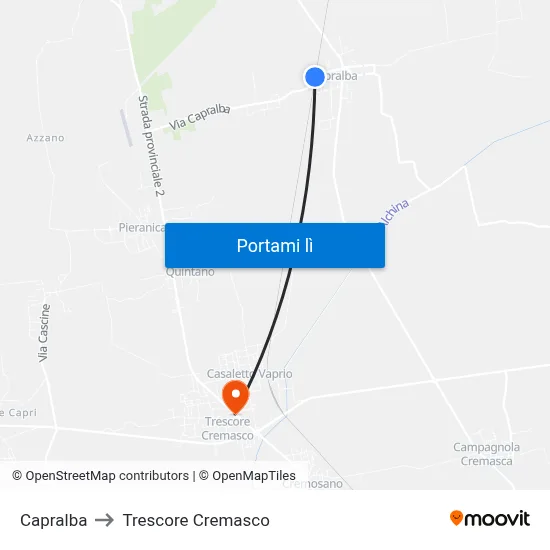 Capralba to Trescore Cremasco map