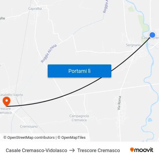 Casale Cremasco-Vidolasco to Trescore Cremasco map