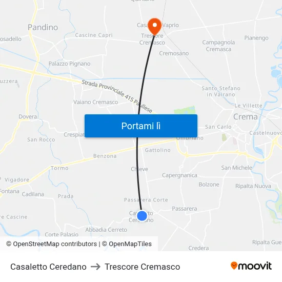 Casaletto Ceredano to Trescore Cremasco map