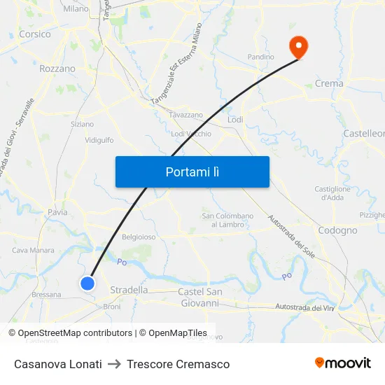 Casanova Lonati to Trescore Cremasco map
