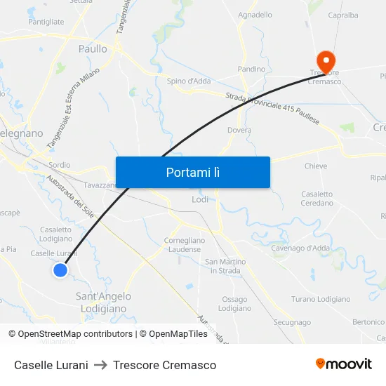 Caselle Lurani to Trescore Cremasco map
