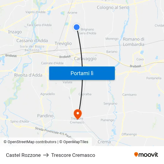 Castel Rozzone to Trescore Cremasco map