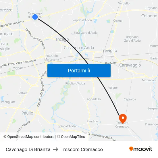Cavenago Di Brianza to Trescore Cremasco map