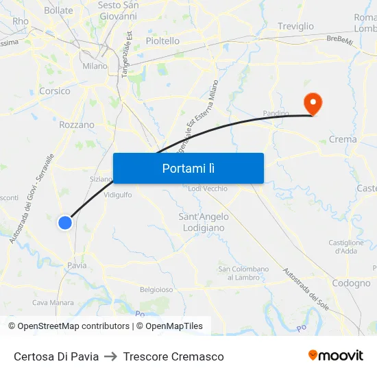 Certosa Di Pavia to Trescore Cremasco map