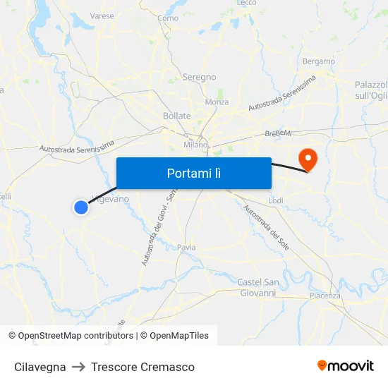 Cilavegna to Trescore Cremasco map