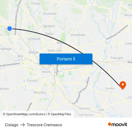 Cislago to Trescore Cremasco map