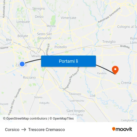 Corsico to Trescore Cremasco map