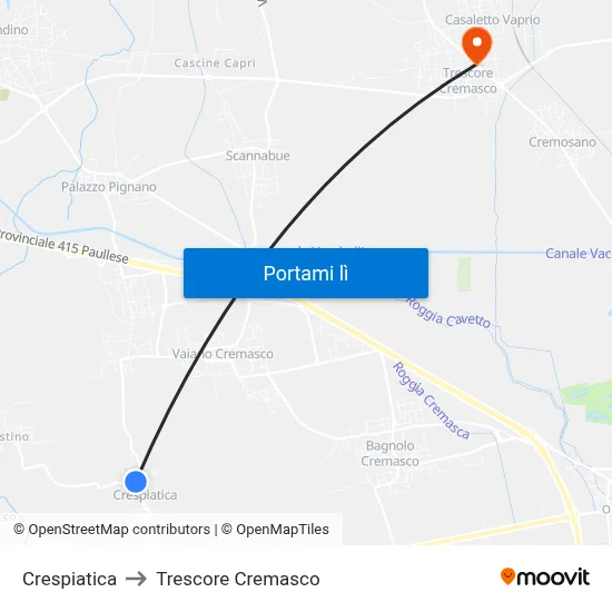 Crespiatica to Trescore Cremasco map