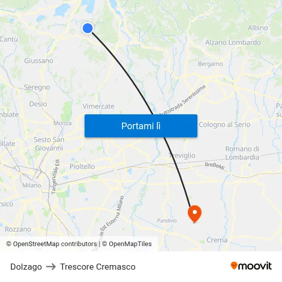 Dolzago to Trescore Cremasco map